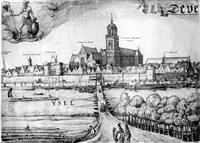 0988 midden.jpg; 0988; Gezicht op Deventer; prent